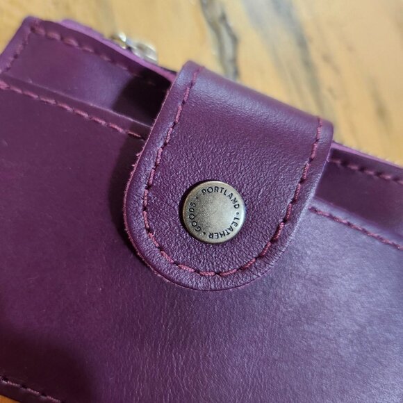 Portland Leather Sabrina Wallet Purple Lollipop Leather Snap Coin Card Holder - Picture 2 of 7